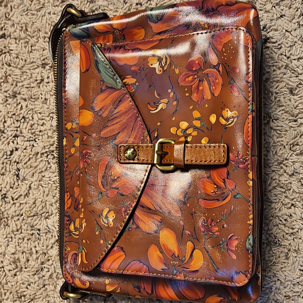 New Patricia Nash Avellino Leather The Tropics Front Pocket Crossbody